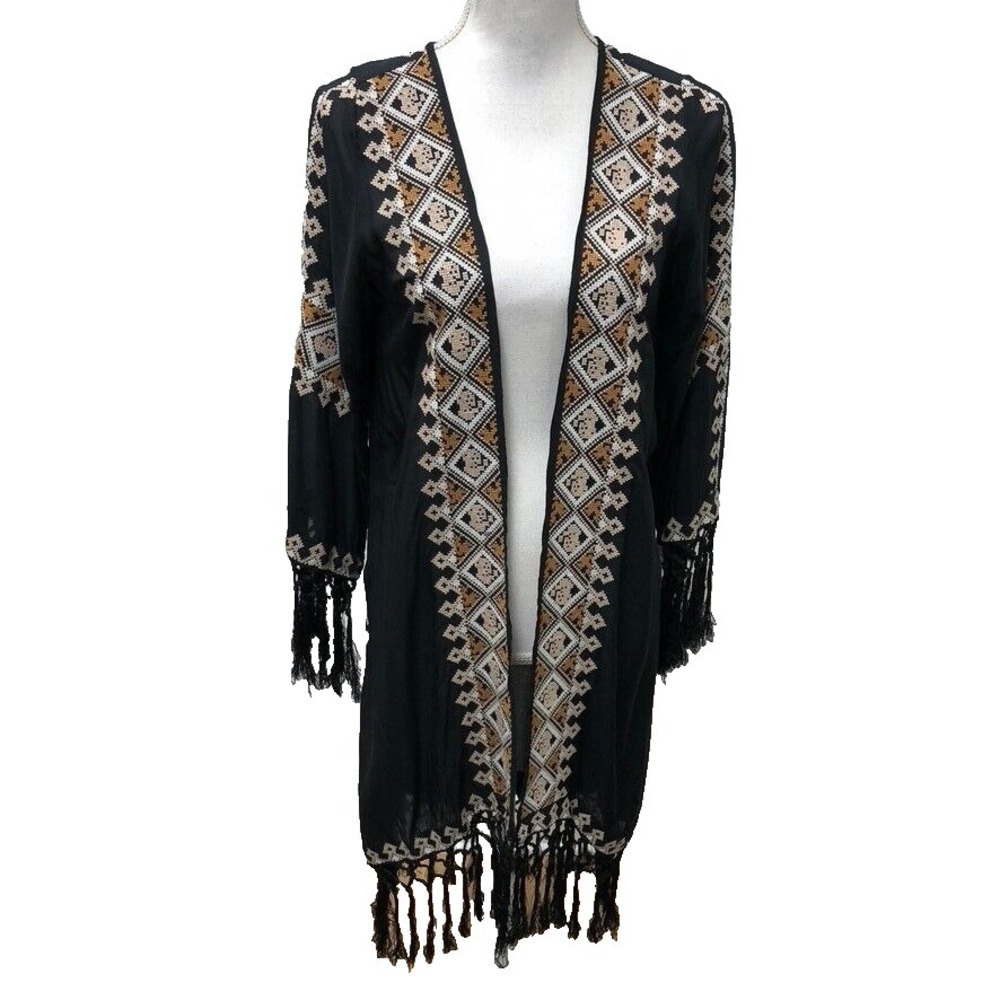 Melissa Odabash Embroidered Kaftan Top Womens One Size Resortwear Boho